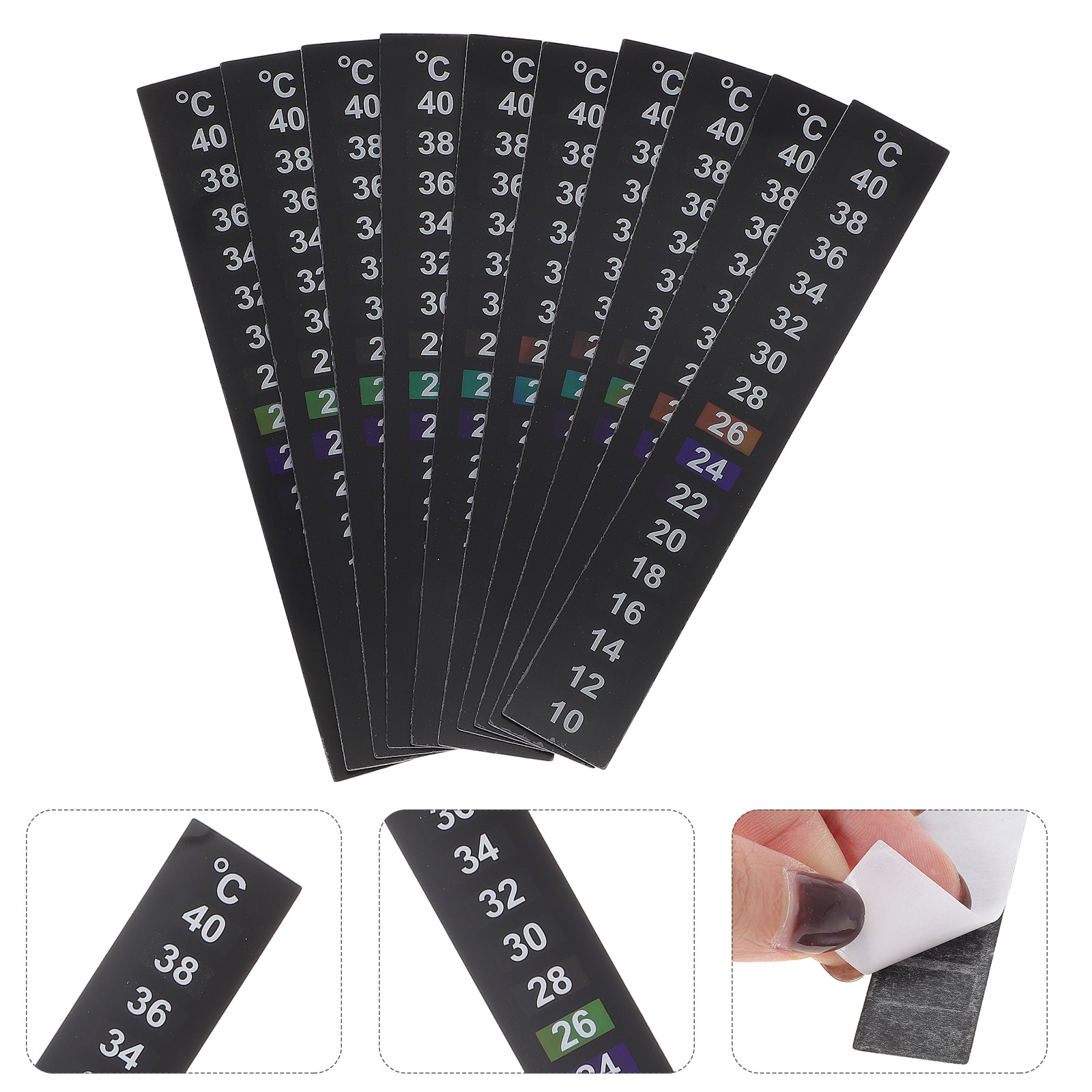 10-teiliges Temperaturaufkleber-Aquarium-Thermometer für Aquariumstreifen auf selbstklebendem Papier für Babybekleidung