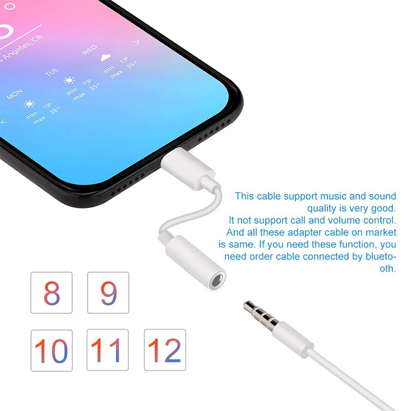 AUX Adapter For iPhone Female To 3.5mm Male Adapters IOS 11 12 13 Headphone Adapter For iPhone 7 8 X Headphone Jack Cable