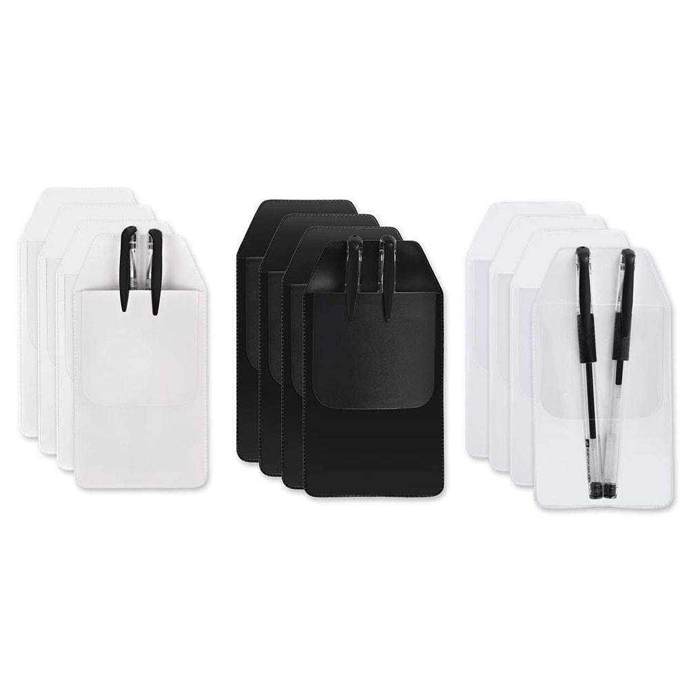 Xrhyy 12 stk vælg skjortelomme pvc heavy duty pen pointer kort note badge beskytter hold til skole hospital kontorartikler