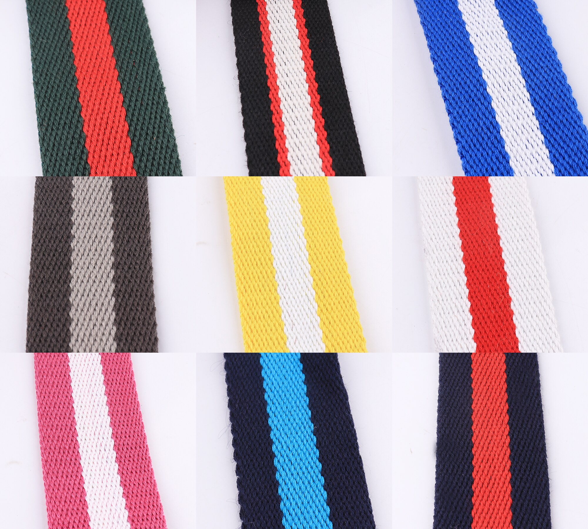 Dukbandband 38mm 3 yards färgglada randigt vävt bälte koppel hundkrage sömnad bagtillbehör