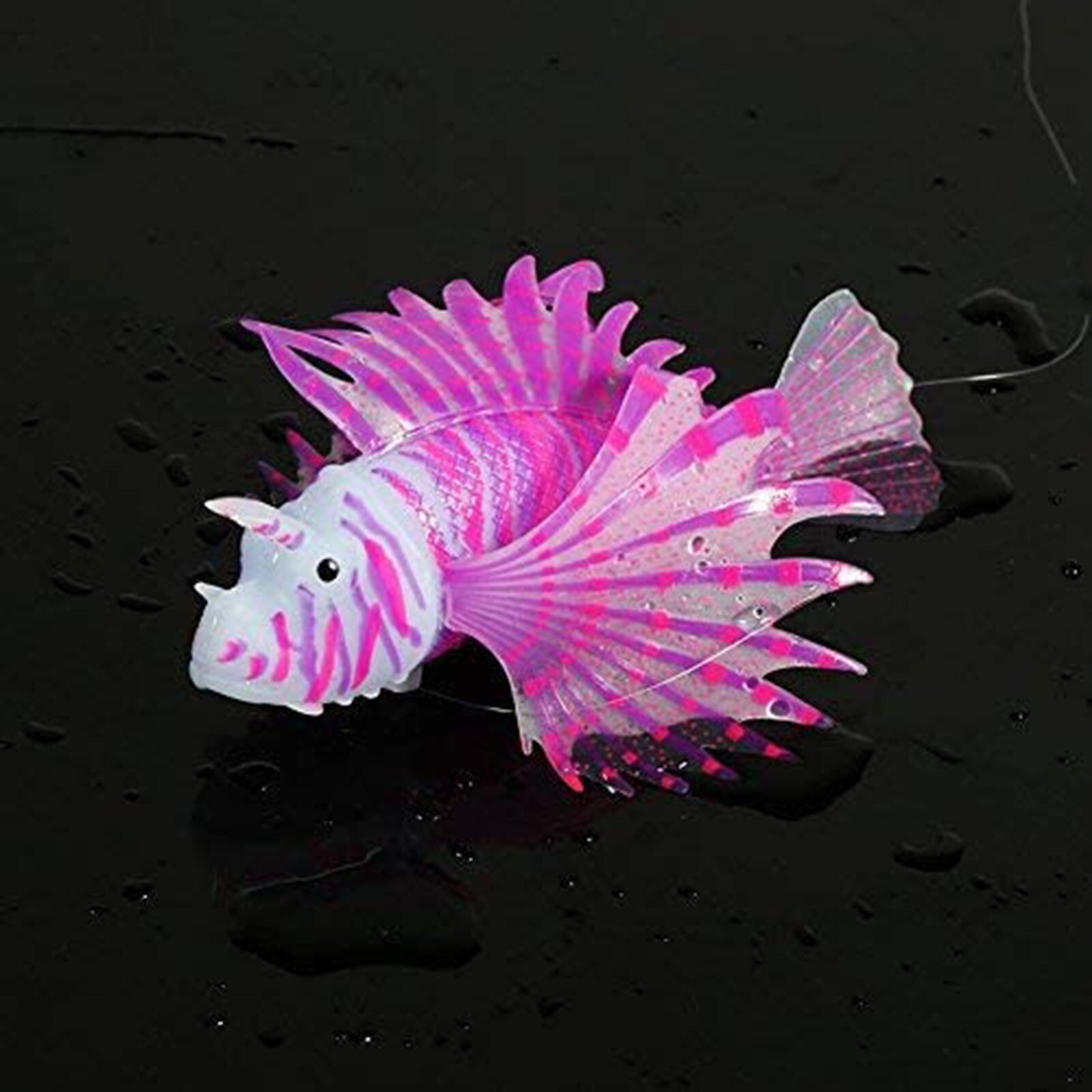 Aquarium Artificial Luminous Lionfish Fish Tank Aquatic Landscape Silicone Jellyfish Fish Glow In Dark Underwater Ornament