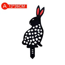 Rabbit Garden Art Bunny Silhouette Stake Black Bunny Rabbit Garden Stake Yard Art for Lawn Outdoor Patio Home: A