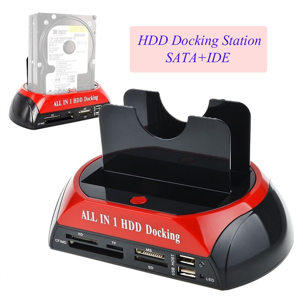 HDD Docking Station USB 2.0 Hard Drive Card Reader Hub 2.5 3.5 SATA IDE Dock Adapter