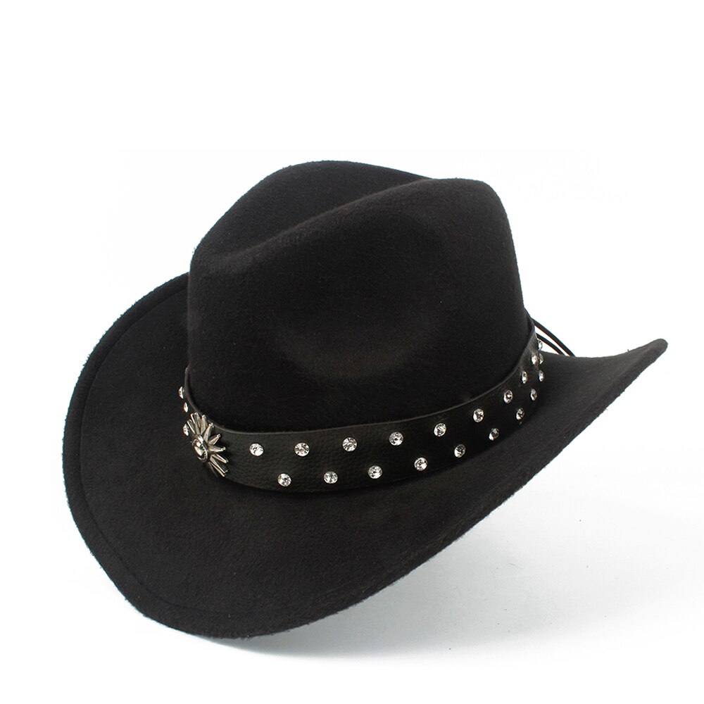 Retro Child Kids Wool Hollow Western Cowboy Hat Roll-up Brim boy girl Outblack Sombrero Hombre Felt Cap Size 52-54
