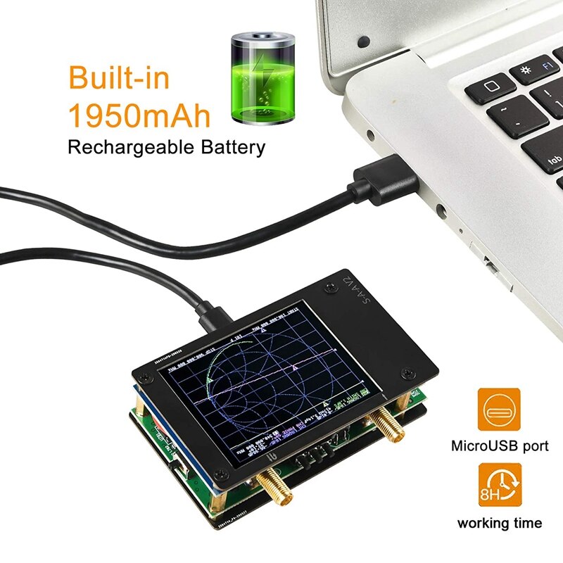 NanoVNA S-A-A-2 V2 analizador de red vectorial 10KHz-3GHz HF VHF UHF Analizador de antena 2,8 pulgadas, duplexor de medición