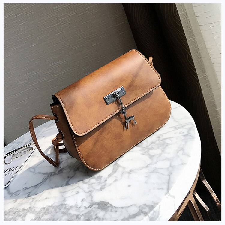 Driga Shell Vrouwen Messenger Bags CrossBody Bag PU Lederen Mini Vrouwelijke Schoudertas herten Handtassen Bolsas Feminina: Bruin