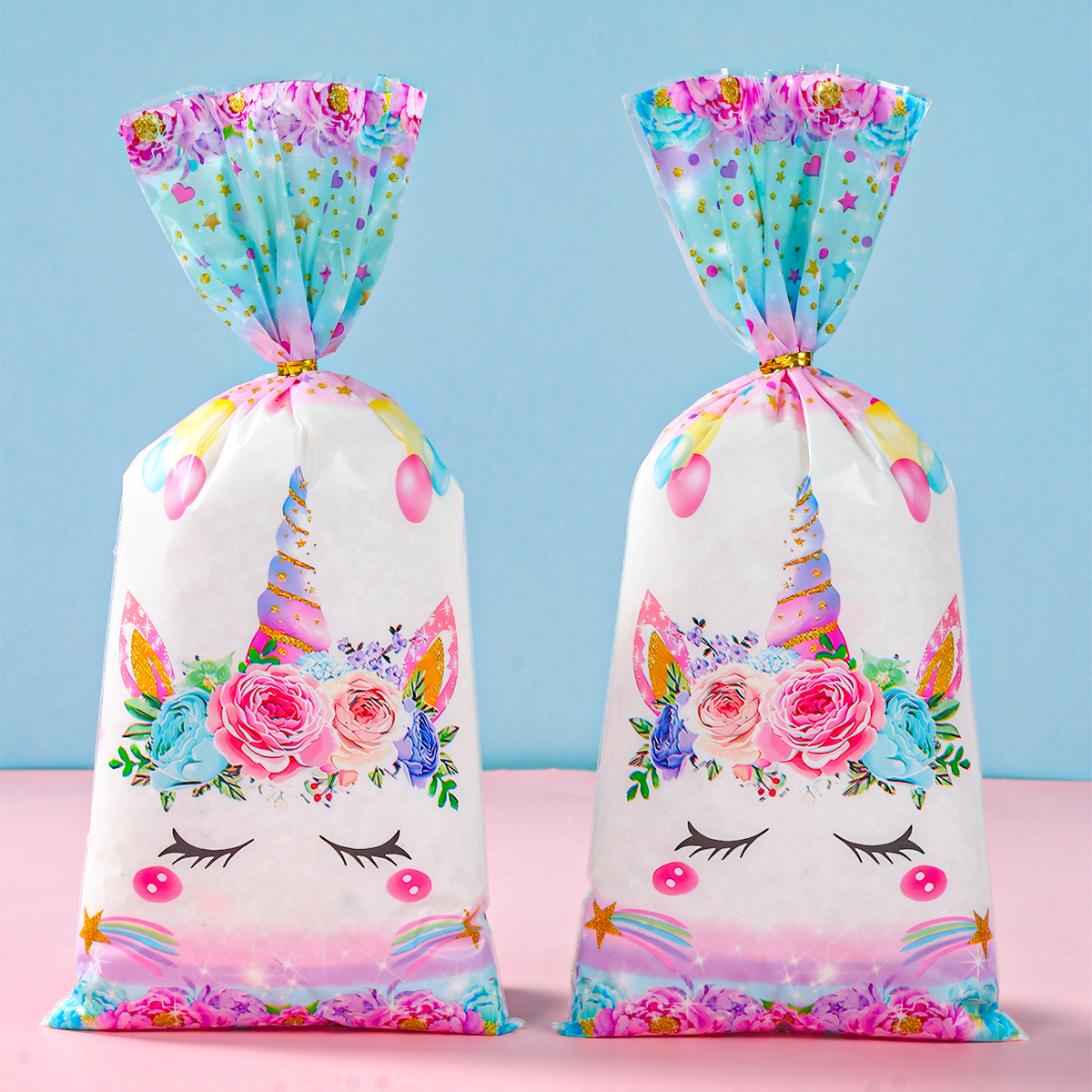 Bolsas de unicornio para dulces, 25/50/100 piezas, embalaje de , decoración de de cumpleaños, bolsa de para niña, suministros de cumpleaños para Baby Shower