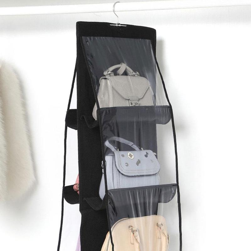 Double-sided Six-layer Bag Hanging Bag For Wardrobe Closet Bag Non-woven Hanging Organizer Storage Handbag F1W8