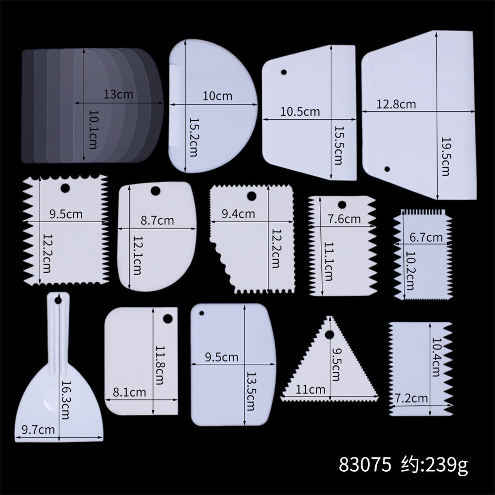 18 stuks cake cream schraper bakgereedschap plastic deegmes glazuur fondant schraper spatels uitstekers keukengereedschap: Default Title