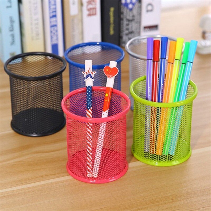 Pencil Case Pencil Holder Office Desk Metal Mesh Pen Stand Pencil Stationery Holder Desk Organizer Stand Storage