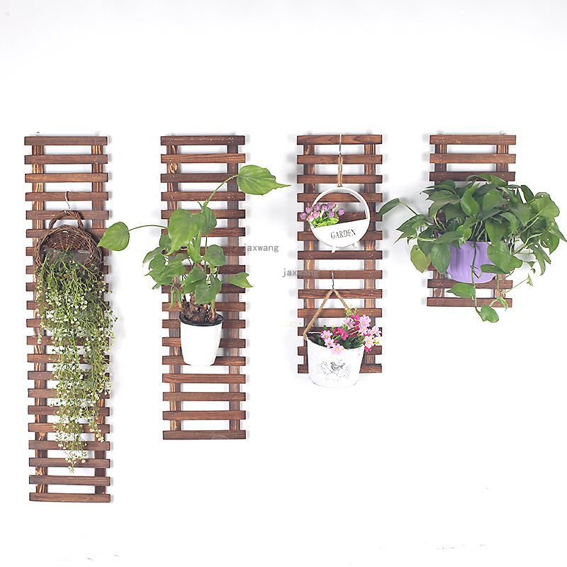 Balkon blomsterstativ hængende massivt træ vægophæng blomsterhylde udendørs urtepotteophæng træ vægophæng flow