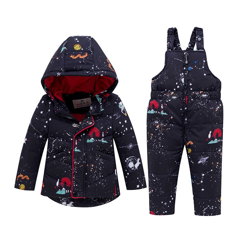 Winter warme kinderkledingset babymeisje eendendons sneeuwpak kinderskipakset winter peuterjongen donsjack + broek 2 stuks