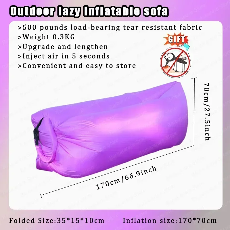 sofá inflable al aire libre Camping Festival de Música Cama inflable para adultos Cojín de aire Cojín de aire Sofá portátil: Negro