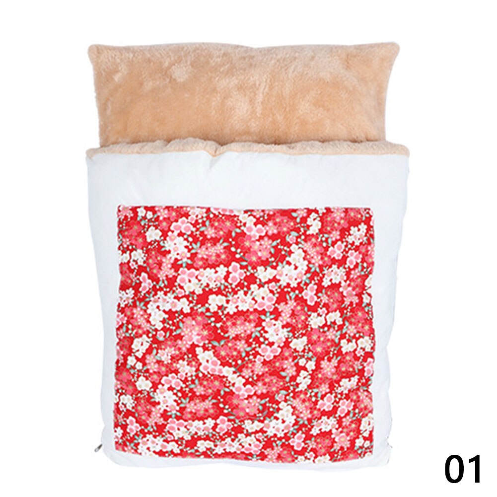 Japanischen Katze Bett Winter Abnehmbare Warme Katze Schlafsack Tiefen Schlaf Haustier Hund Bett Haus Katzen Nest Kissen mit Kissen: rot
