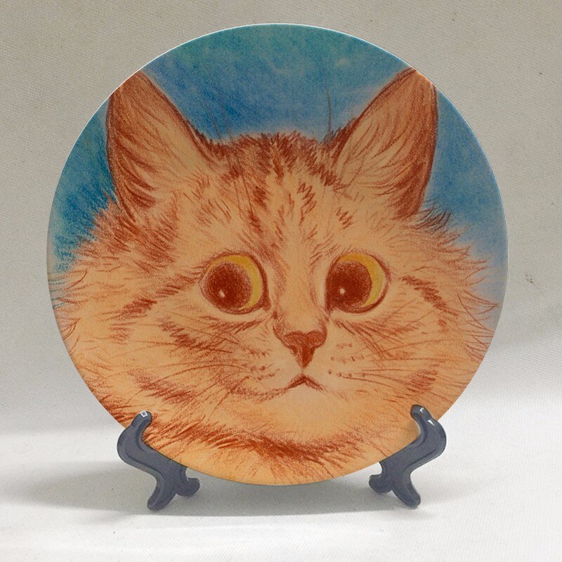 Louis Wain anthropomorphic cats Kaleidoscope Cats wall decorative hanging plate artistic ceramic craft background decoration: K