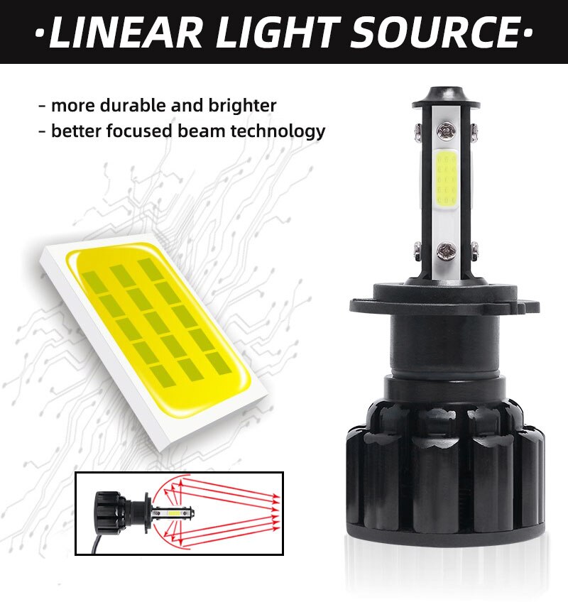 2 PIÈCES 100W 16000LM H11 H7 LUMIÈRE LED Ampoule H4 H11 H8 HB3 9005 9006 HB4 9012 voiture Ampoules De Phares LED 6000K 12V VOITURE lampes 8000K
