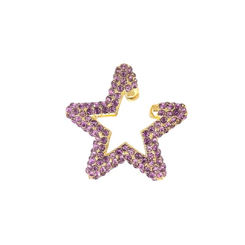 Itenice Rainbow Star Earcuffs Earring Voor Vrouwen Kleurrijke Multi-Hoepel Strass Oor Manchet Romantische Ster Rechthoek Boho Oor Clips: purple