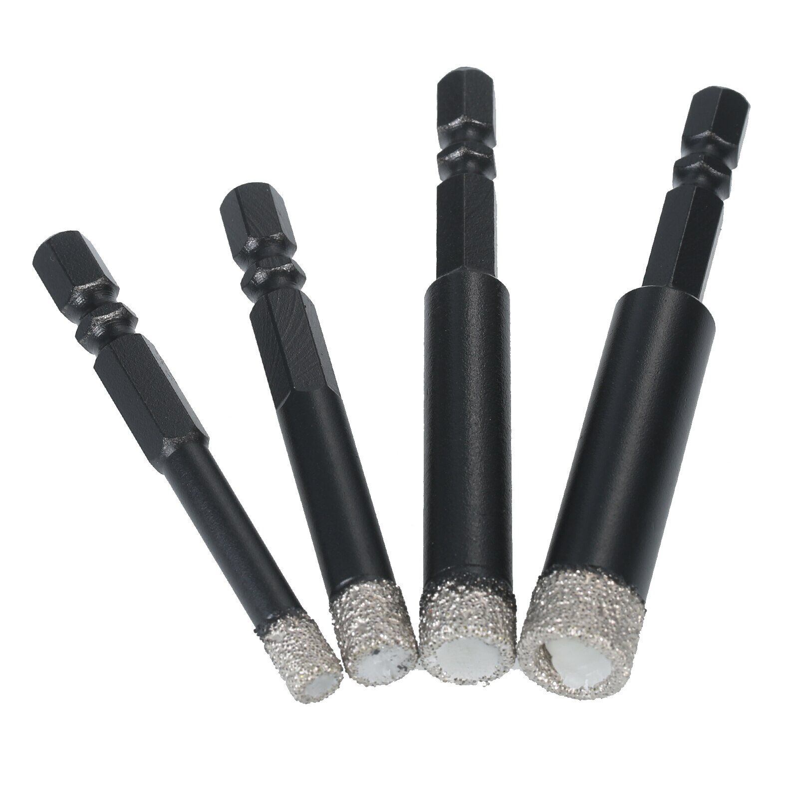 KKmoon Dry Diamond Hole Saw 4-Piece Drill Bit Set 6mm 8mm 10mm 12mm with Hex Head Cooling Wax for Porcelain Tile Hole Saw