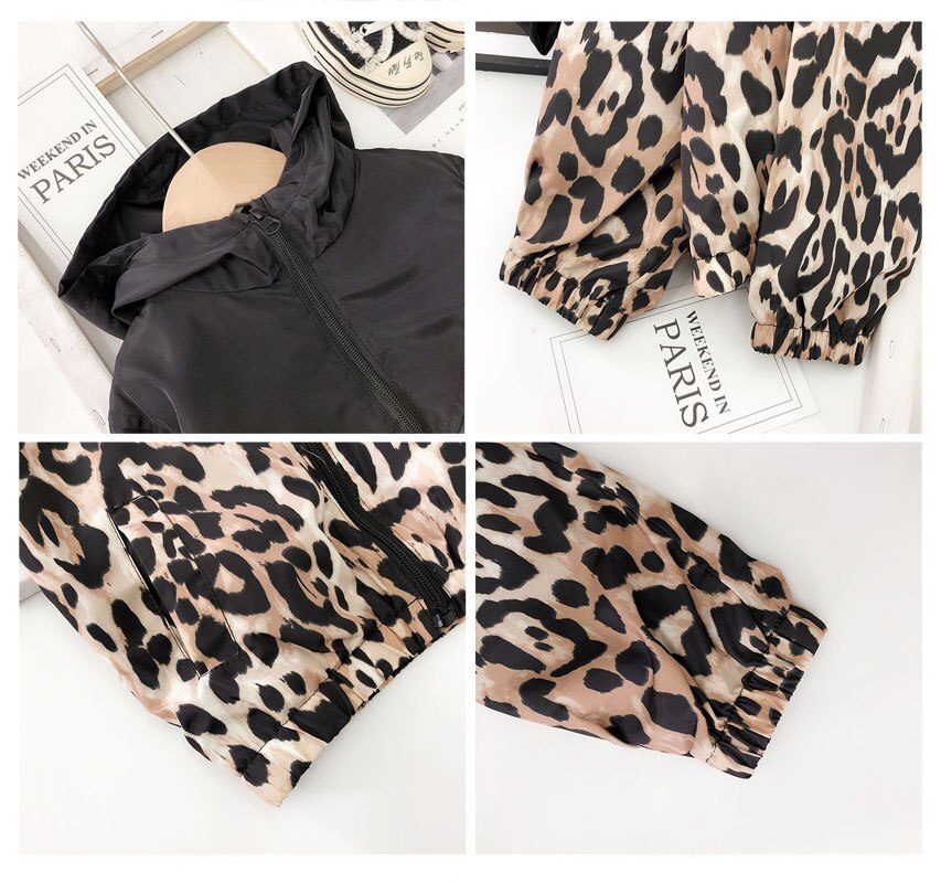 Autumn Kids Boys Jacket Hood Windbreaker Casual Leopard Kids Outwear Jackets BC739