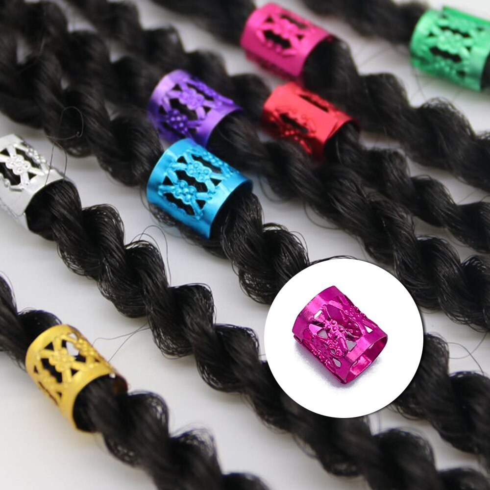 Anillo de cuentas para el pelo para niña y mujer, accesorio de plata y oro para el cabello, tubos trenzados para el cabello, puños, cuentas ajustables, Clip de cuentas de bloqueo de rastas para niños y mujeres