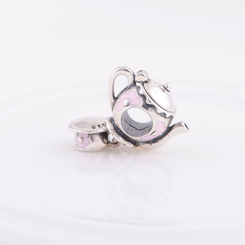 925 Sterling Silber Emaille Wasserkocher Charme passen Diy Europäischen Stil Armbänder Schlange Reize GW Schmuck S072
