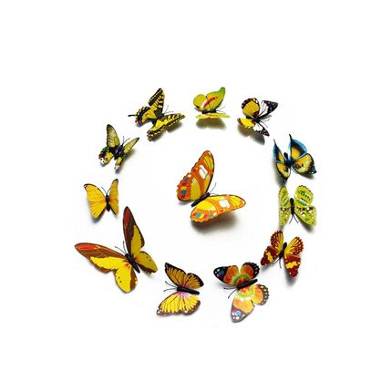 Butterfly 3D decorative sticker decorative fridge magnet: Yellow