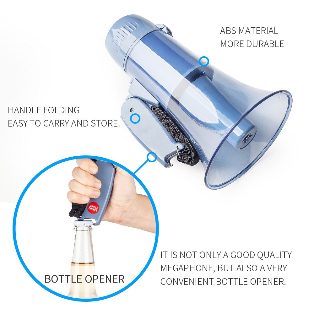 20 Watt Portable Megaphone Bullhorn Speaker with Siren 240s Voice Recorder and USB Flash Drive for Safety Drills and Soccer