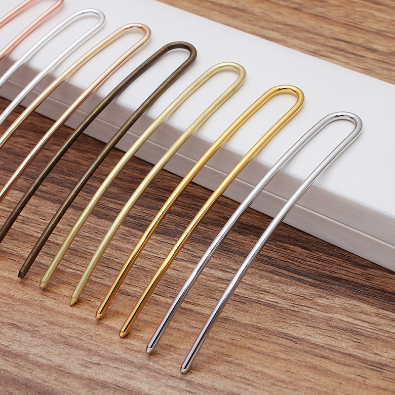 5 unids/lote Vintage bronce antiguo joyería para el cabello en forma de U pasadores de horquillas Retro arco largo Pin accesorios para el cabello Decoración