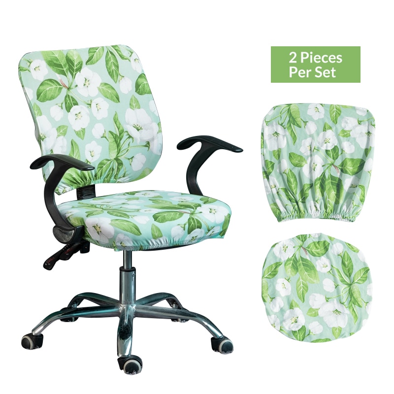 Funda Floral para silla oficina 2 piezas funda de asiento de ordenador LICRA elástica extraíble y lavable fundas para sillón elásticas