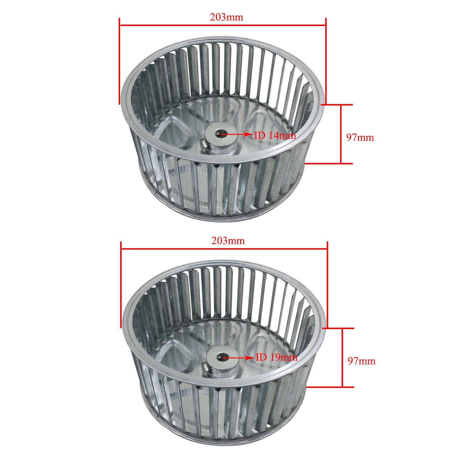 fan wheel centrifugal fan impeller fan blower wheel stainless steel203*97*14 14mm 19mm Wind wheel impeller fan wheel centrifugal