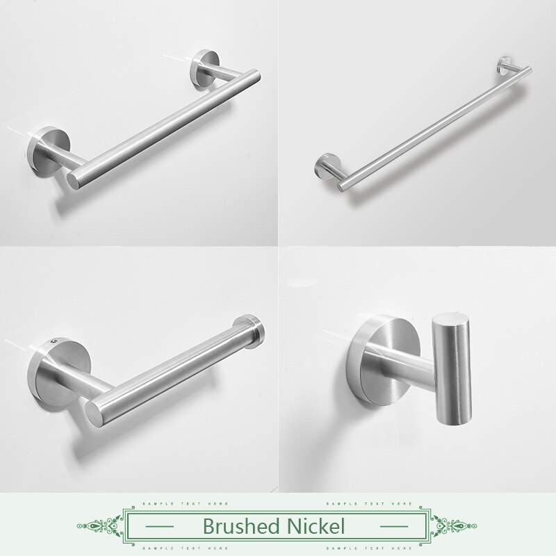 FLG Brushed Gold Bathroom Accessories Set 304 Stainless Steel Brushed Nickel Wall Mounted Bath Hardware Sets G222-4GN: Brushed Nickel