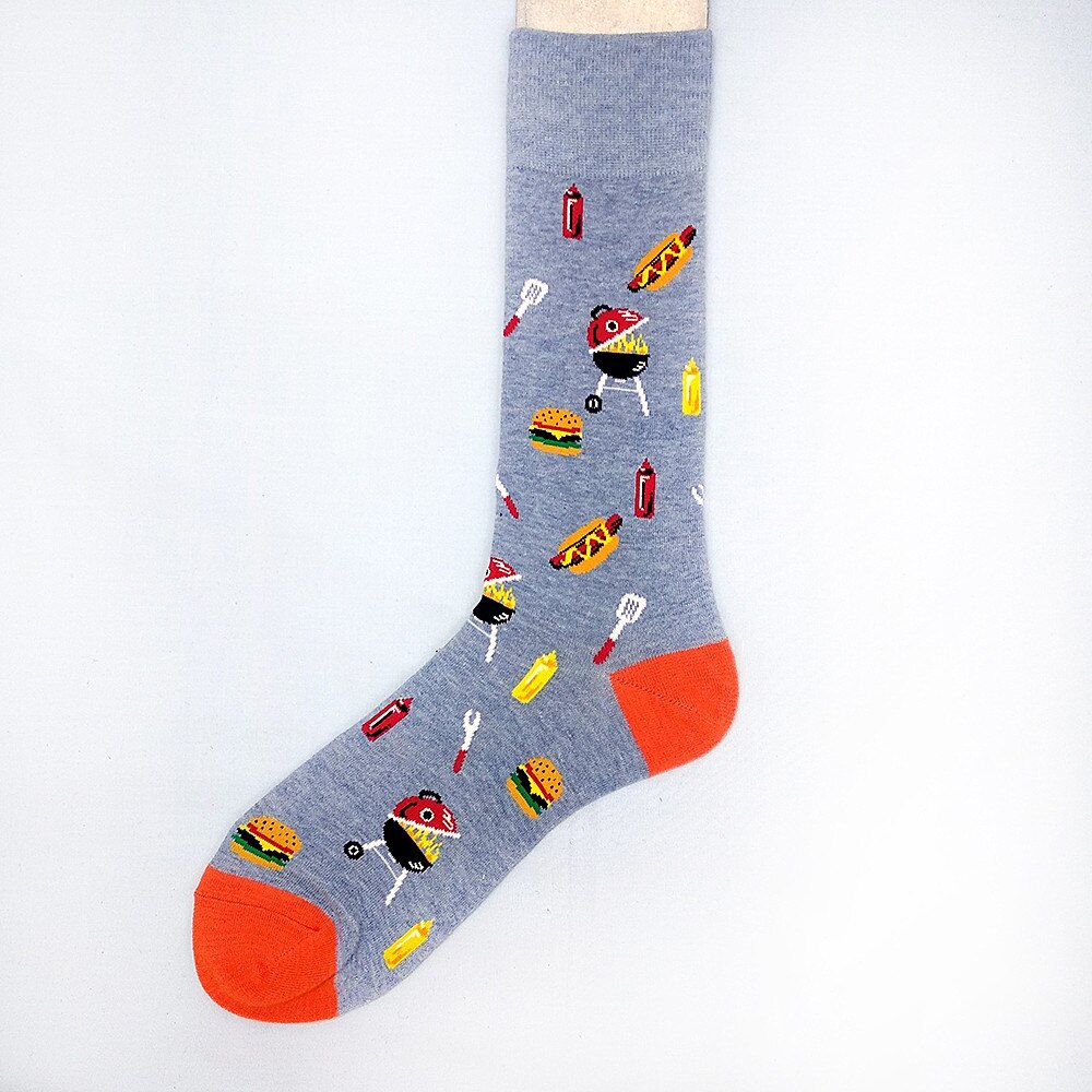 Ananas Burger Bier Mode Trend Element Mannen Kousen Skateboard Sokken: Khaki