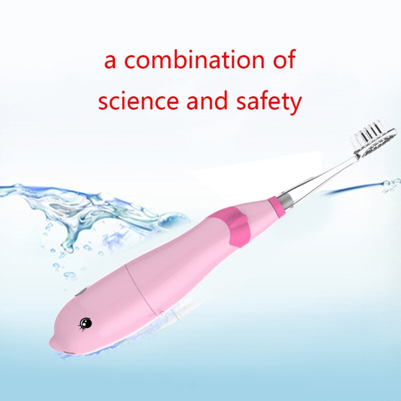 Cepillo Dental ultrasónico para niños cepillo eléctrico impermeable Musical forma de delfín de luz LED 2 minutos recordar cuidado Dental para 3-12 años