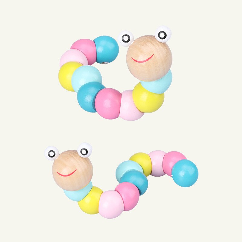 Kindergarten Wooden Variety Color Twisted Macarons Caterpillar Young Children Intelligence Wooden Toys DIY