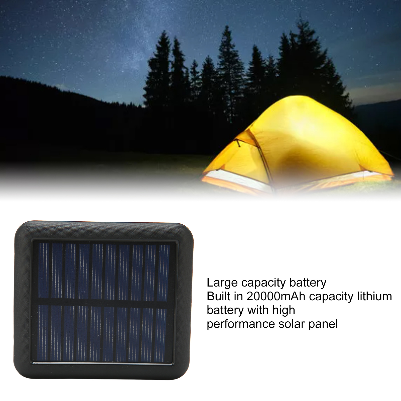 Powerbank solarny do telefonu o pojemności 20000 mah, 4 porty usb, wodoodporny, przenośny powerbank solarny z kablem ładującym do użytku na zewnątrz