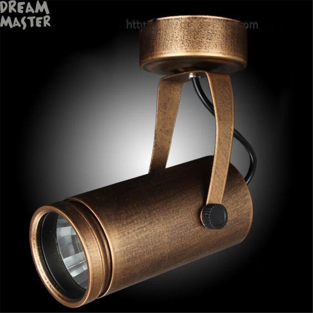 Focos para tienda de ropa COB marrón Vintage retro Europeo Americano, barra de café, lámpara LED de pista de riel montada en el techo industrial