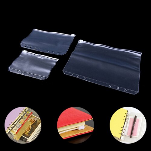 PVC Storage Bag for Notebook Diary Day Planner Zipper Bag Business Cards Transparent
