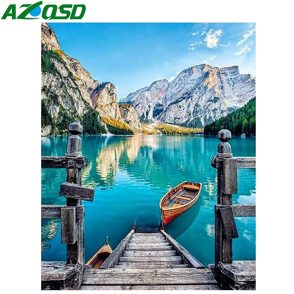 AZQSD Ship Painting By Numbers Pictures Canvas DIY Frameless Oil Painting Landscape Wall Art Home Decor SZGD167