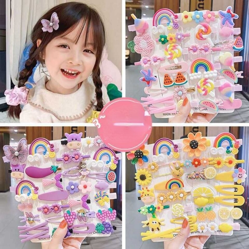 Haarspangen-einstellen mit Karikatur-motiven, regenbogen-lollis und eiscreme-haarspangen – perfekt für freundlicher und mädchen auf partys.