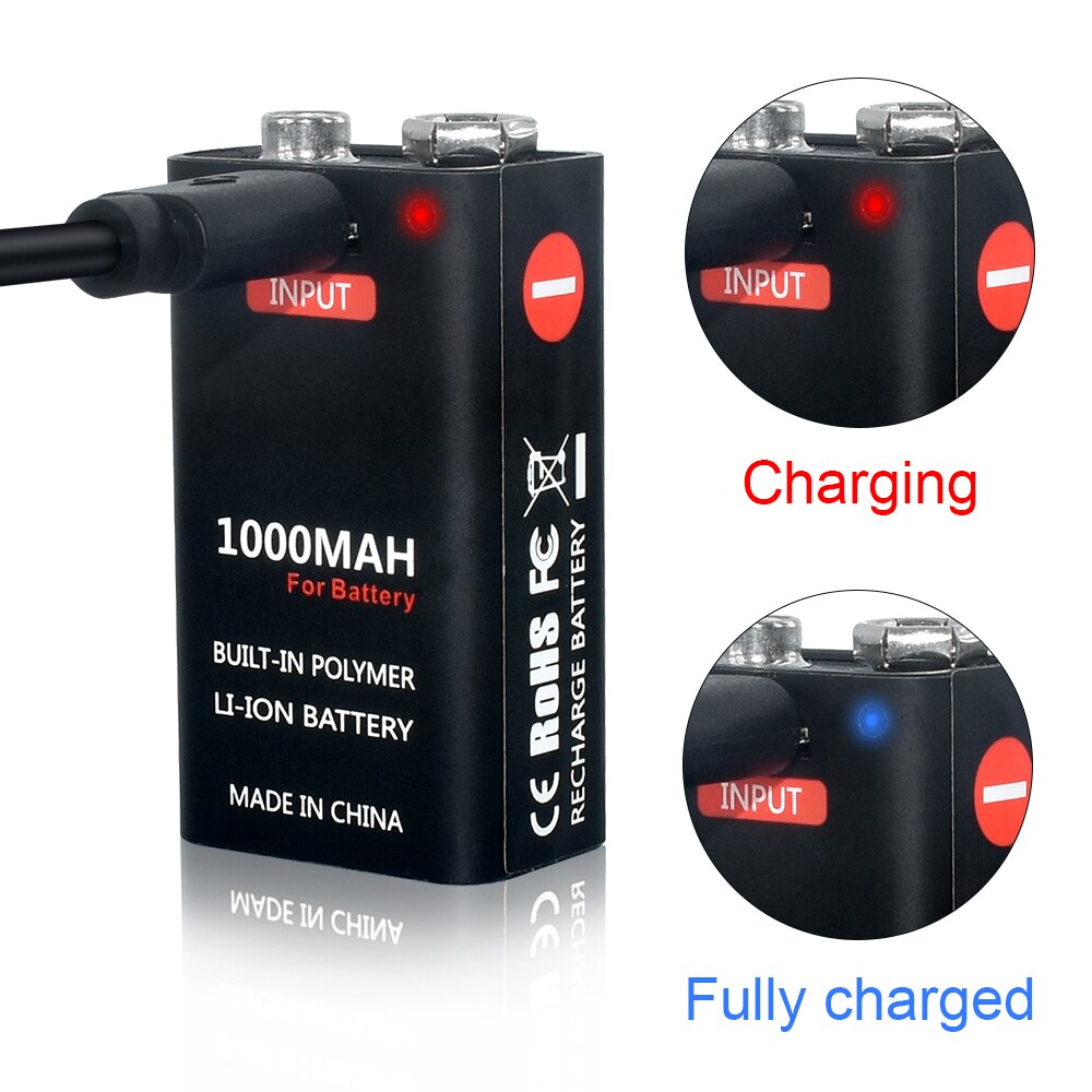 9V 1000mAh li-ion Rechargeable battery Micro USB Batteries 9 v lithium for Multimeter Microphone Toy Remote Control KTV use