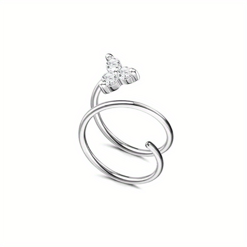 Drperfect 20G Acero inoxidable doble nariz aro espiral Luna estrella mariposa serpiente pendientes de aro retorcidos para mujer: Chapado en platino