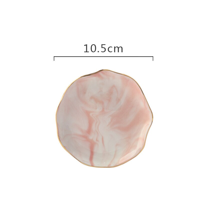 1Pc Glod Marmer Keramische Diner Schotel Plaat Rijst Salade Noedels Soepkom Saus Sushi Vis Plaat Servies Sets Servies: Pink small dish
