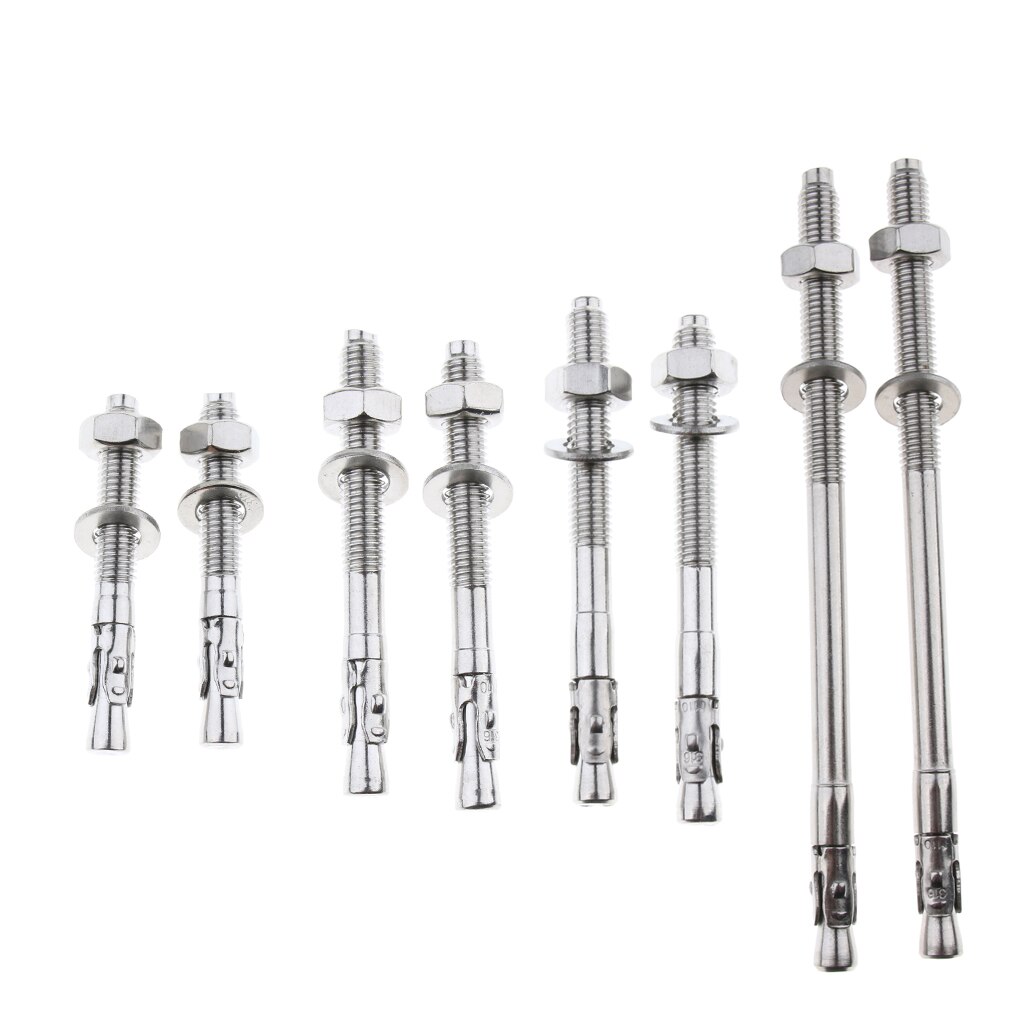 2pcs M10 Stainless Steel Expansion Bolts Sleeve Anchoring Climbing Arborist