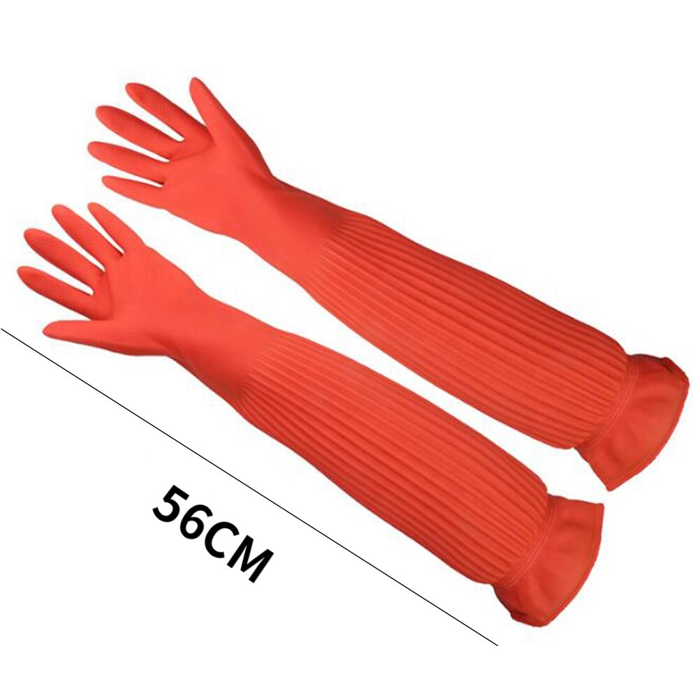Gants longs en Latex 38/45/56cm, pour Aquarium, gant de protection industriel épais, gants de vaisselle en caoutchouc Latex imperméables: 1 pair 56cm-B