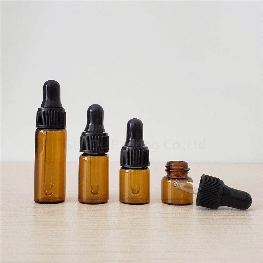 50 Stuks 1Ml 2Ml 3Ml 5Ml Kleine Amber Fles Dropper 1cc Mini Glazen Flacon Met pipet Druppelaar