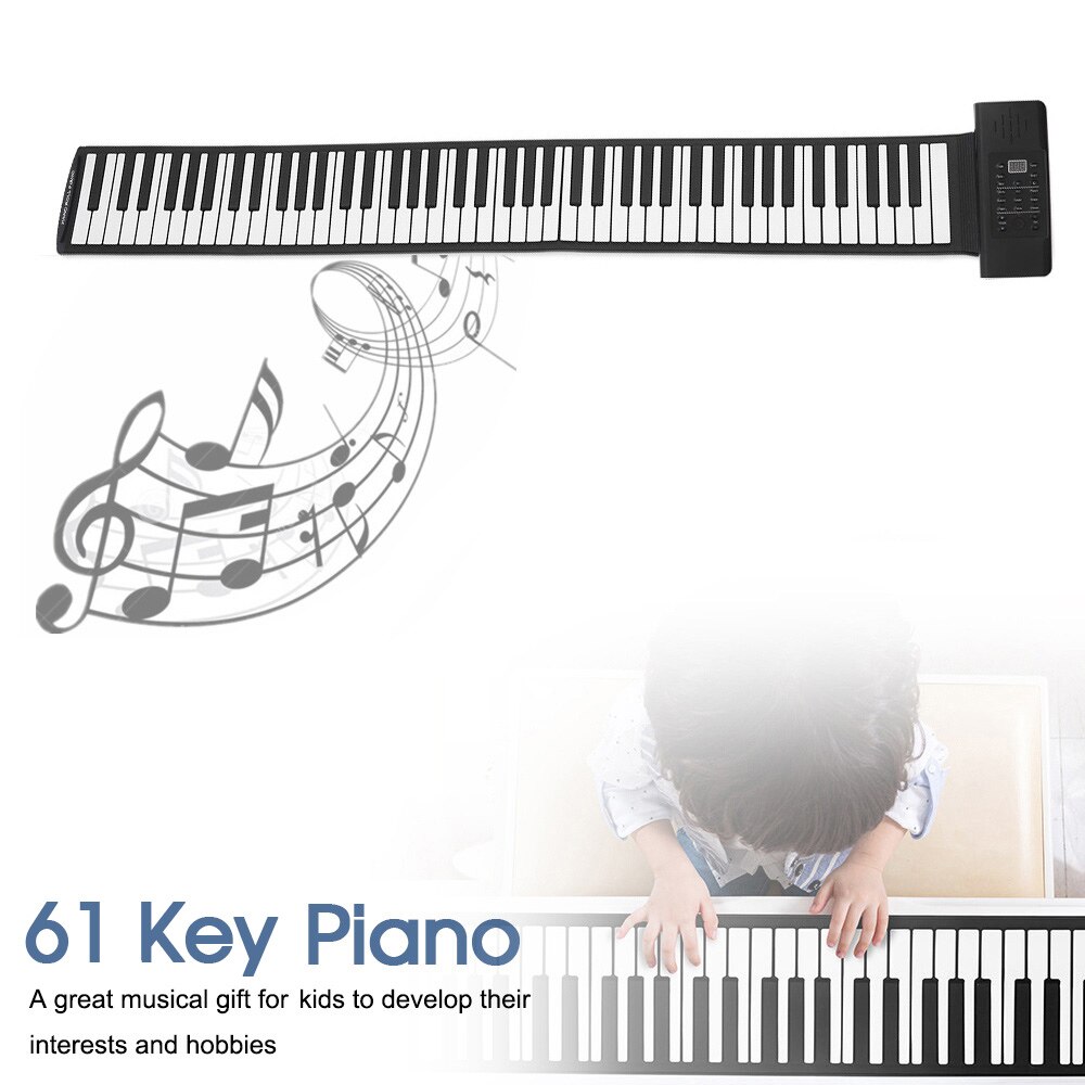 61 Keys USB MIDI Output Roll Up Piano Rechargeable Portable Electronic Silicone Flexible Keyboard Organ Built-in Speaker