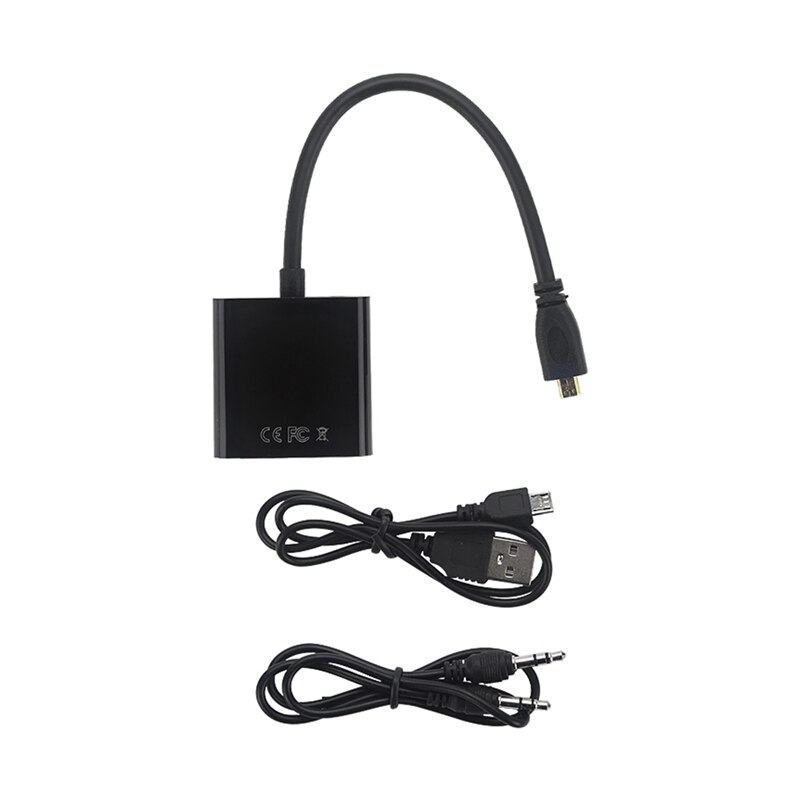 -Suitable for Raspberry Pi 4B Micro-HDMI to VGA Video Converter with Power Supply Function Display Adapter Accessories
