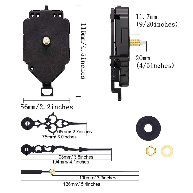 Silent Quartz Clock Movement, Long and Short Shaft Clock Mechanism 4XFA