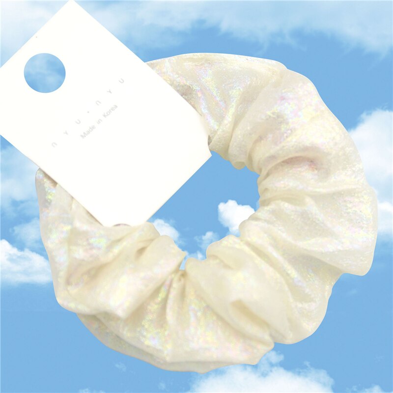 Glitter Mermaid Elastic Hair Rubber Bands Shiny Colorful Women Girls Hair Scrunchie Hair Ties Ring Rope Ponytail Holder Braiders: Mermaid Beige