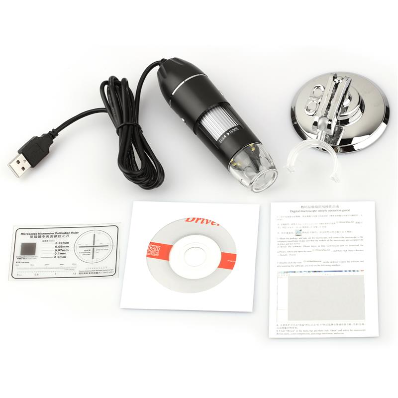 1600X USB Digital Microscope Handheld Portable Electron Microscope Camera Soldering Microscopes with 8 LEDs Bracket Mikroskop